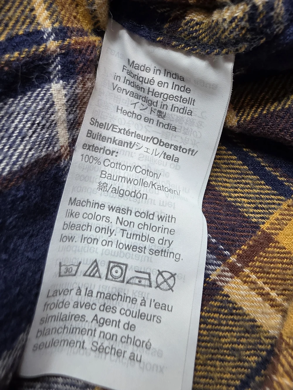 J.Crew Men's Yellow & Navy Plaid Flannel Shirt XL Slim‎